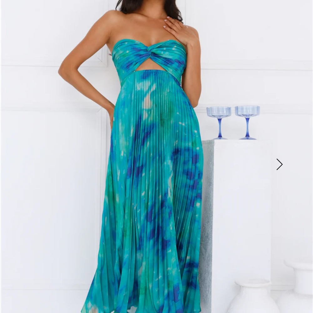 Hello Molly, Blue Tie-Dye Strapless Dress